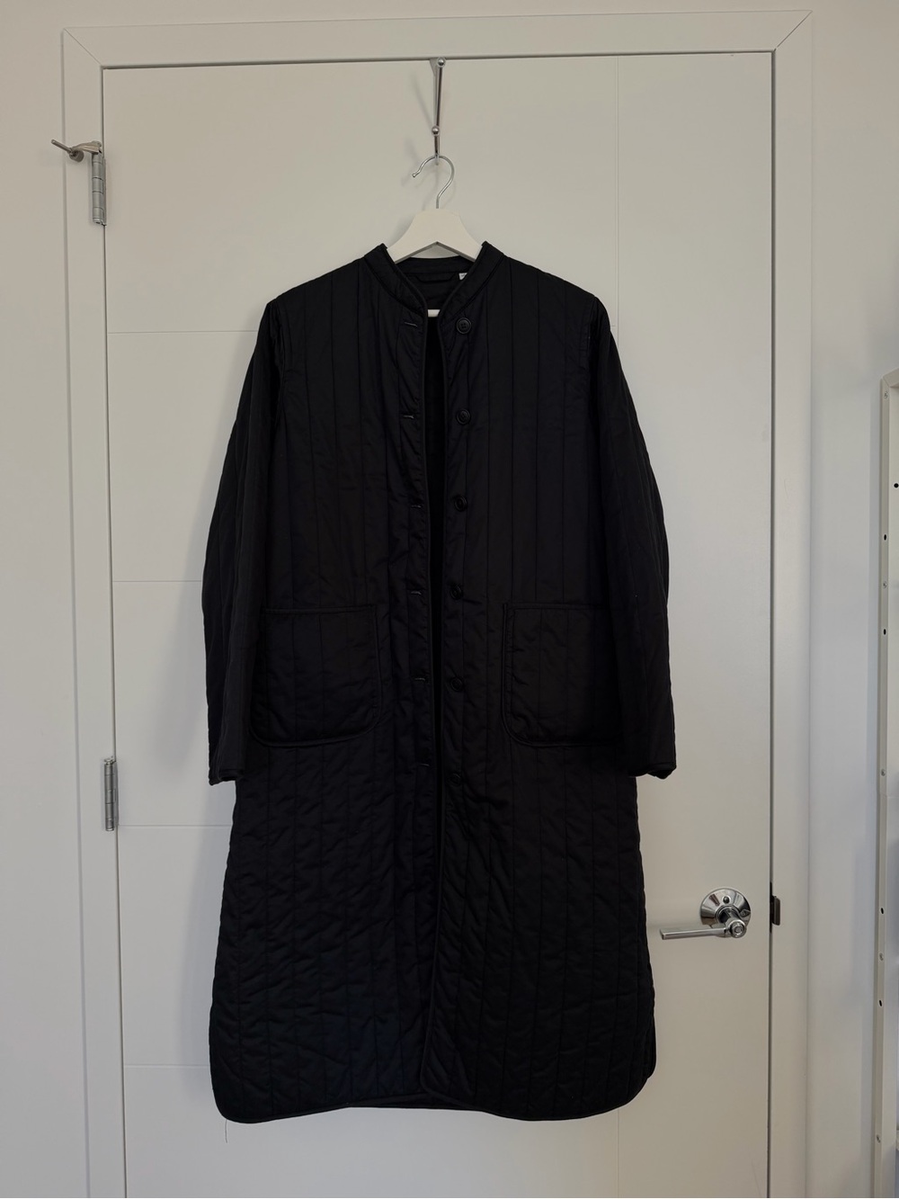 UNIQLO Ines De La Frassange Quilted Longline Coat in Black Size Smaal